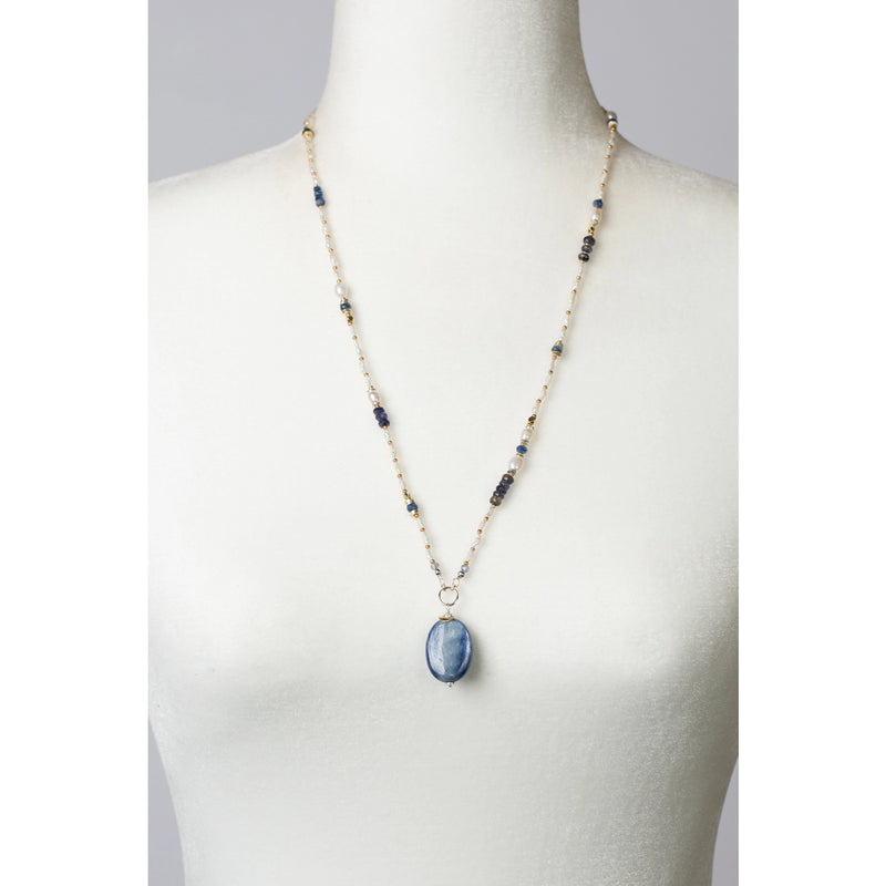 Anne Vaughan Designs Jewelry - Seaside Kyanite, Pearl, Lolite Collage Necklace