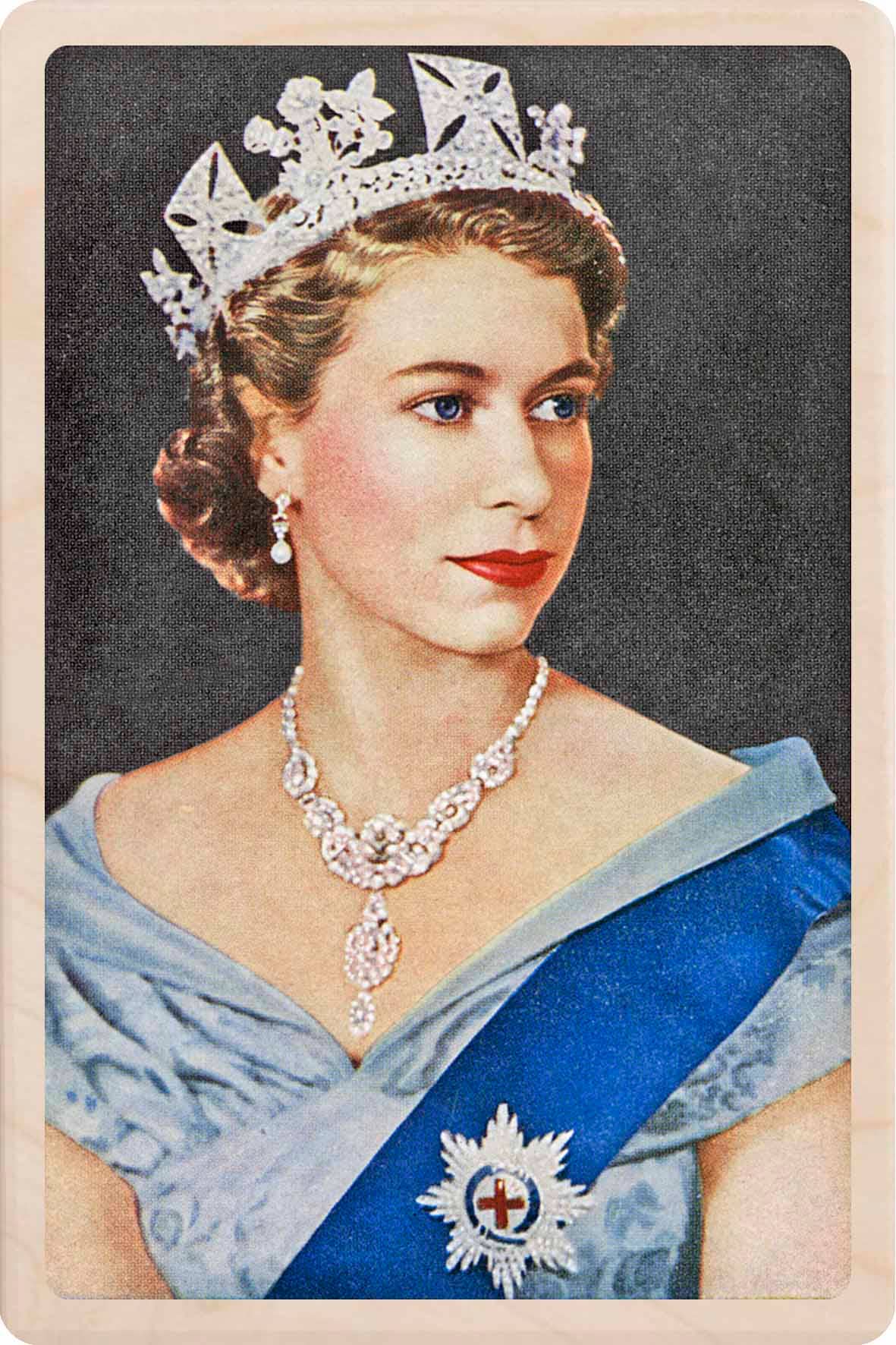 Queen Elizabeth II Wooden Postcard