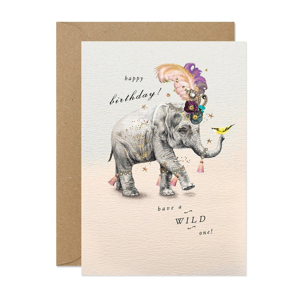 "Wild Birthday" Baby Elephant Greeting Card