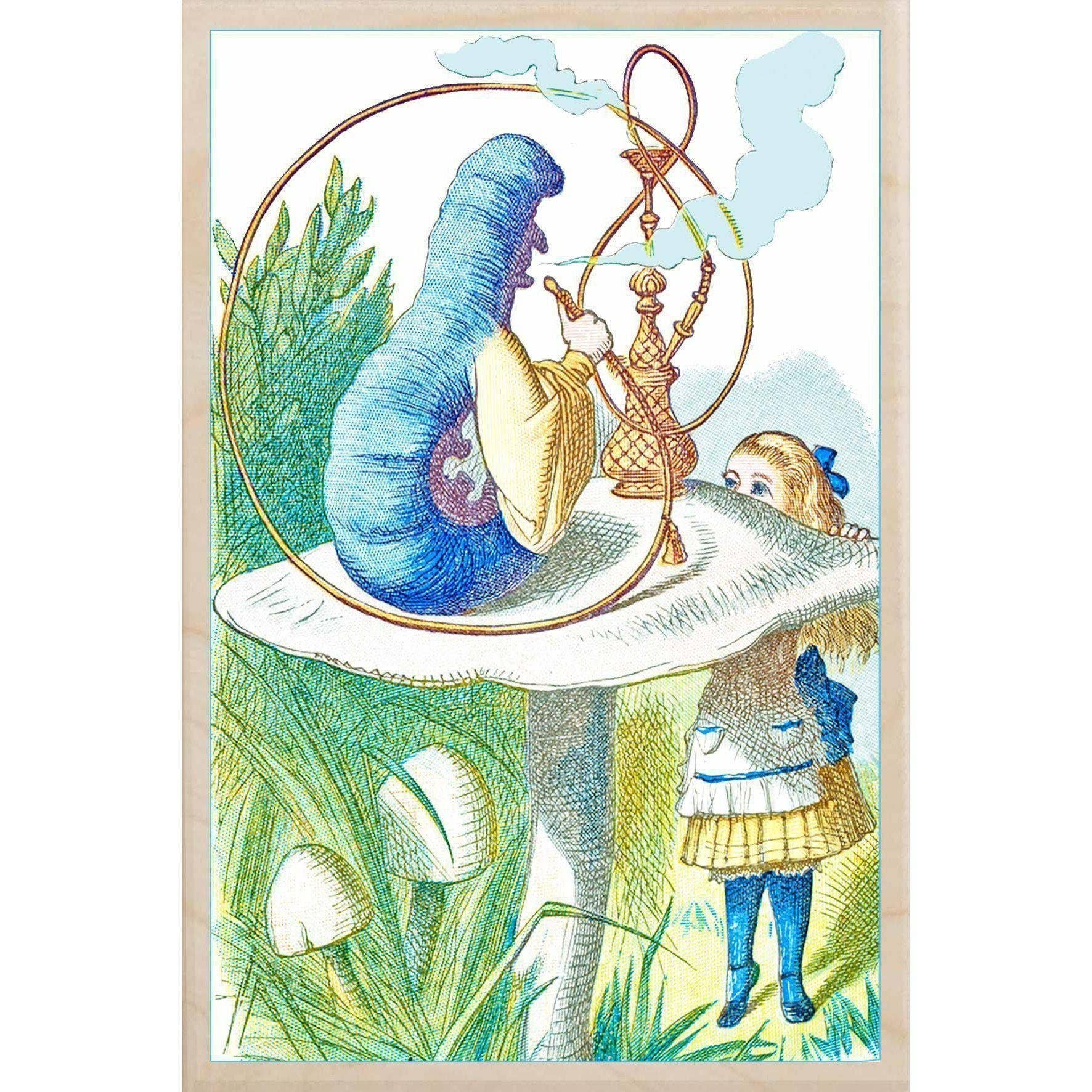 Alice Blue Caterpillar Wooden Postcard
