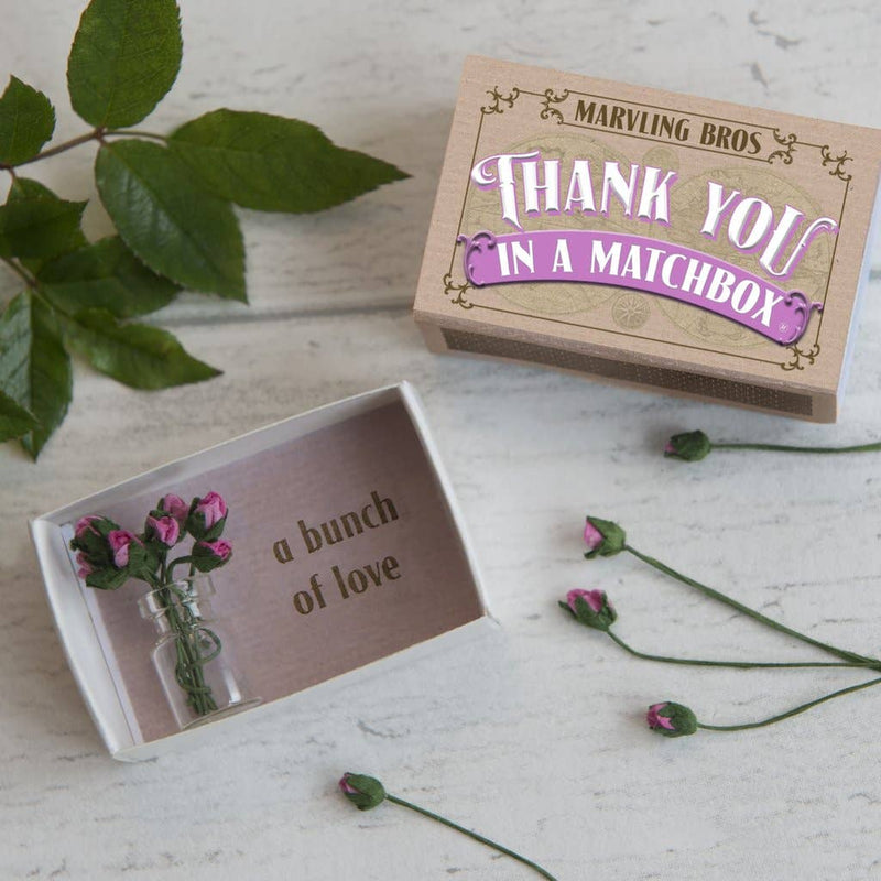 Thank You Bunch Of Roses In A Vase  In A Matchbox