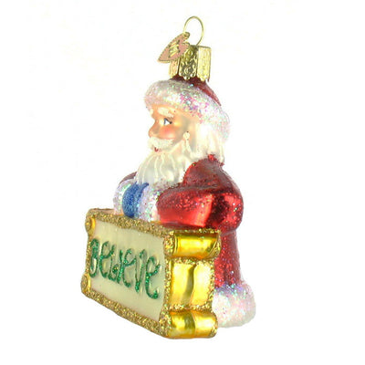 Old World Christmas Believe Santa Glass Christmas Ornament -  Christmas Decorations - Old World Christmas - Putti Fine Furnishings Toronto Canada - 3