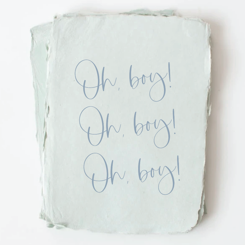 Handmade Paper "Oh Boy" Baby Greeting Card