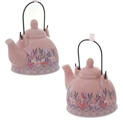 Kurt Adler Boho Ceramic Teapot Ornament