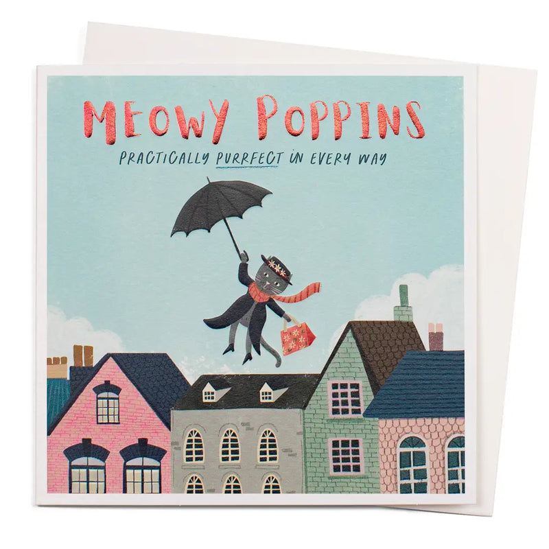 "Meowy Poppins" Mary Poppins Greeting Card