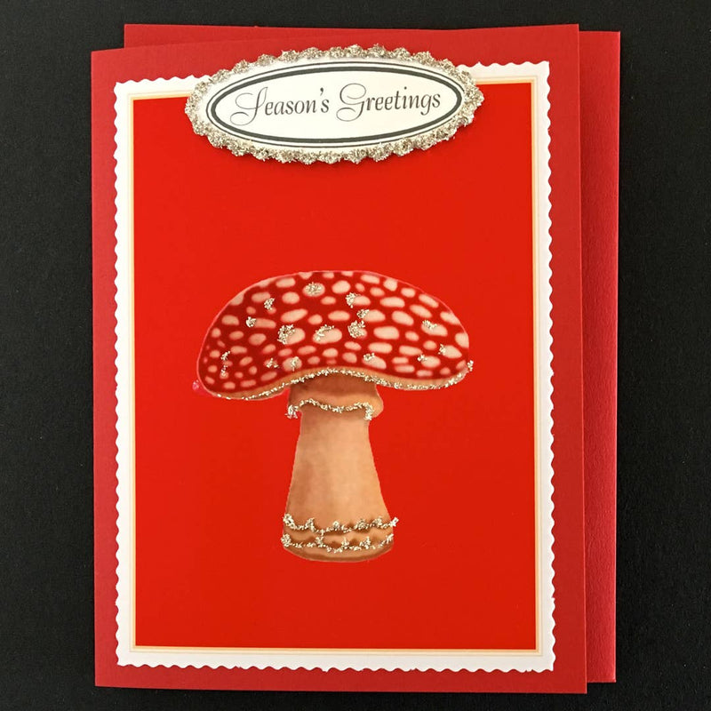 Toadstool "Season's Greetings" Hand Glittered Card