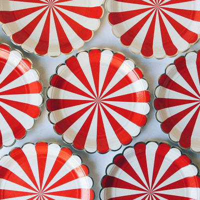 Meri Meri Red and White Striped - Small Paper Plates