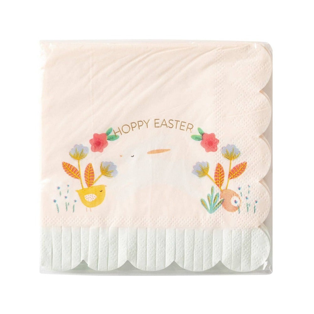 Happy Easter Scallop Fringe Cocktail Napkin