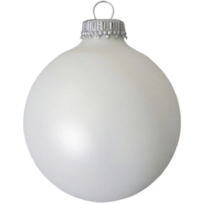White Satin Glass Ball Ornaments - Set of 8