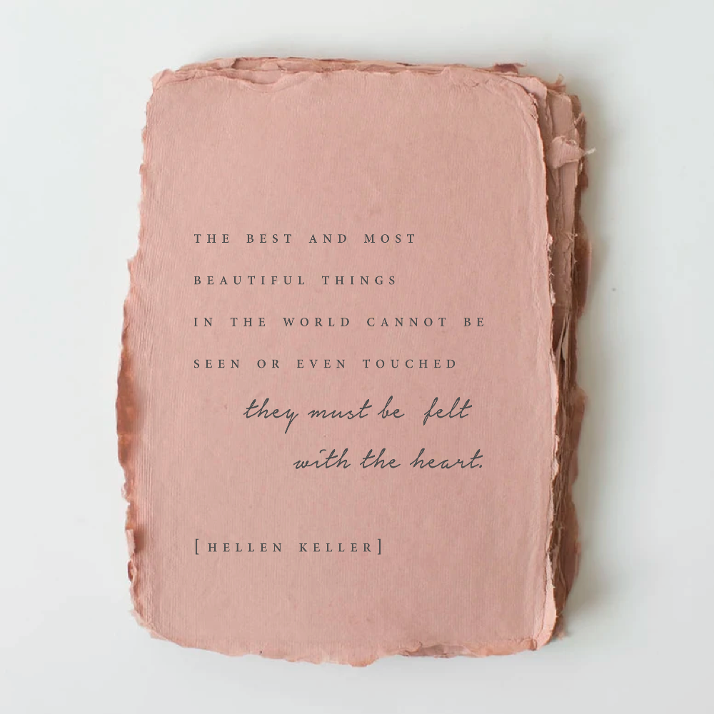 Handmade Paper "Felt By The Heart" [Hellen Keller] Love/Friendship Card