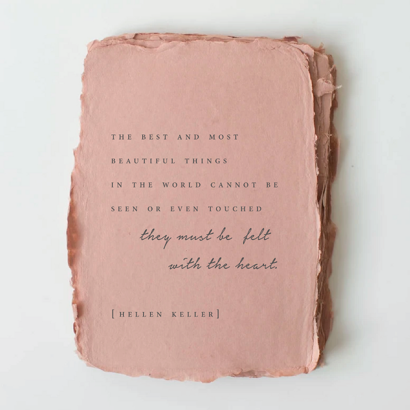 Handmade Paper "Felt By The Heart" [Hellen Keller] Love/Friendship Card