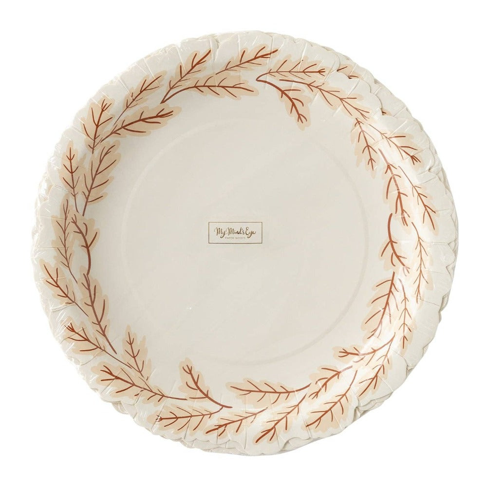 Harvest Leaves Wreath Shaped Paper Plate