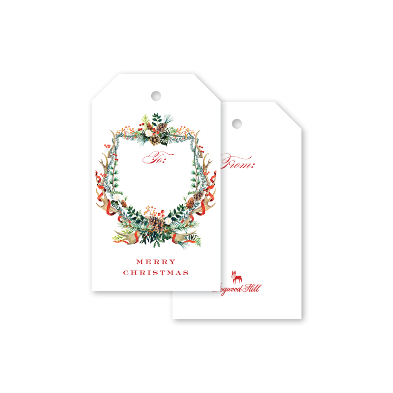 Antler Crest "Merry Christmas" Gift Tags