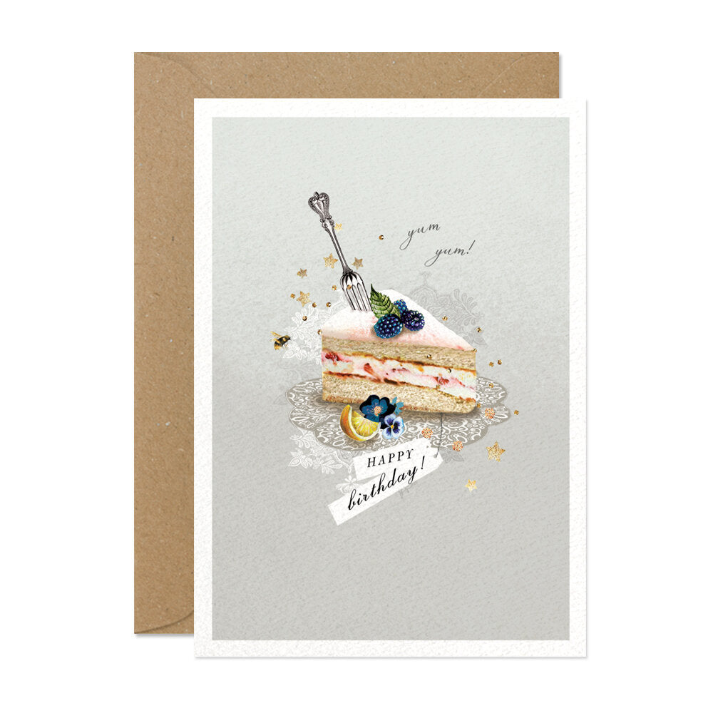 Stephanie Davies "Yum Happy Birthday" Cake Slice Greeting Card | Putti Celebrations 