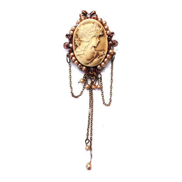  Miss Rose Sister Violet Cameo Brooch - Sepia, MRSV-Miss Rose Sister Violet, Putti Fine Furnishings