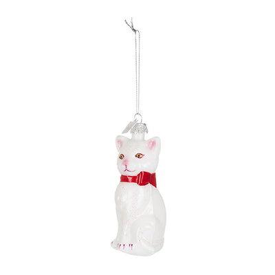 Kurt Adler Glass Cat with Bow Glass Ornaments, KA-Kurt Adler - Candym, Putti Fine Furnishings