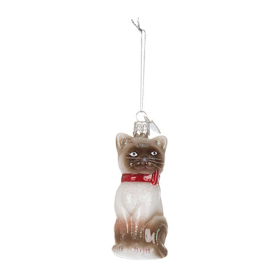 Kurt Adler Glass Cat with Bow Glass Ornaments, KA-Kurt Adler - Candym, Putti Fine Furnishings