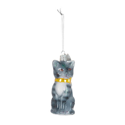 Kurt Adler Glass Cat with Bow Glass Ornaments, KA-Kurt Adler - Candym, Putti Fine Furnishings