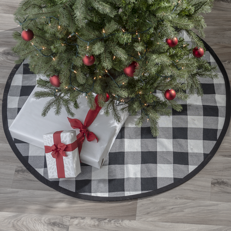 Black and White Buffalo Check Tree Skirt  | Putti Christmas Celebrations Canada