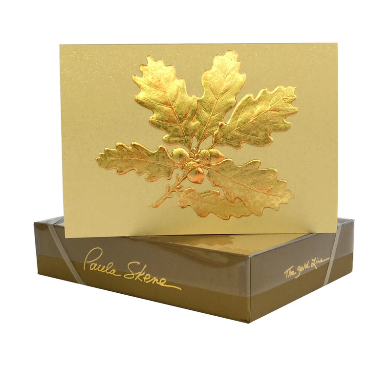 Paula Skene Designs Oak Leaf Cluster Gold Foil Blank Card | Putti Fine Furnishings 