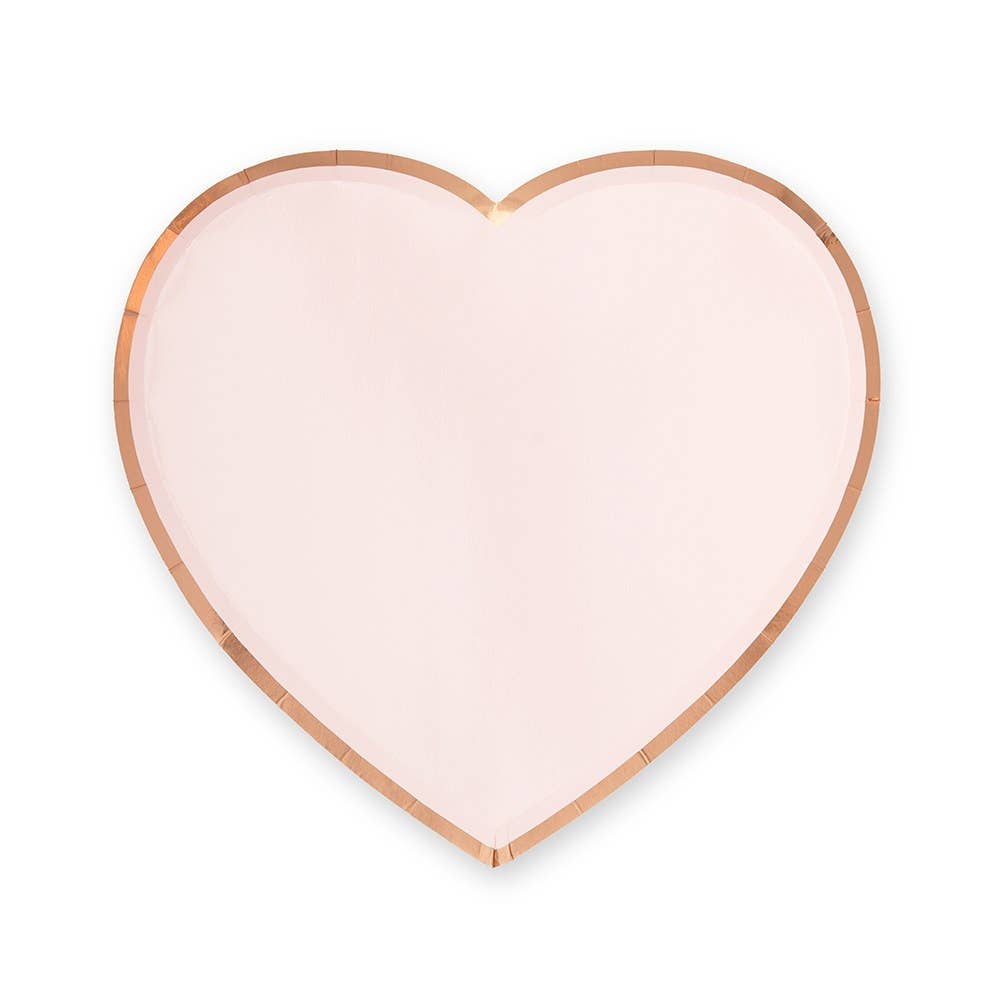 Large Heart Disposable Paper Party Plates - Rose Gold