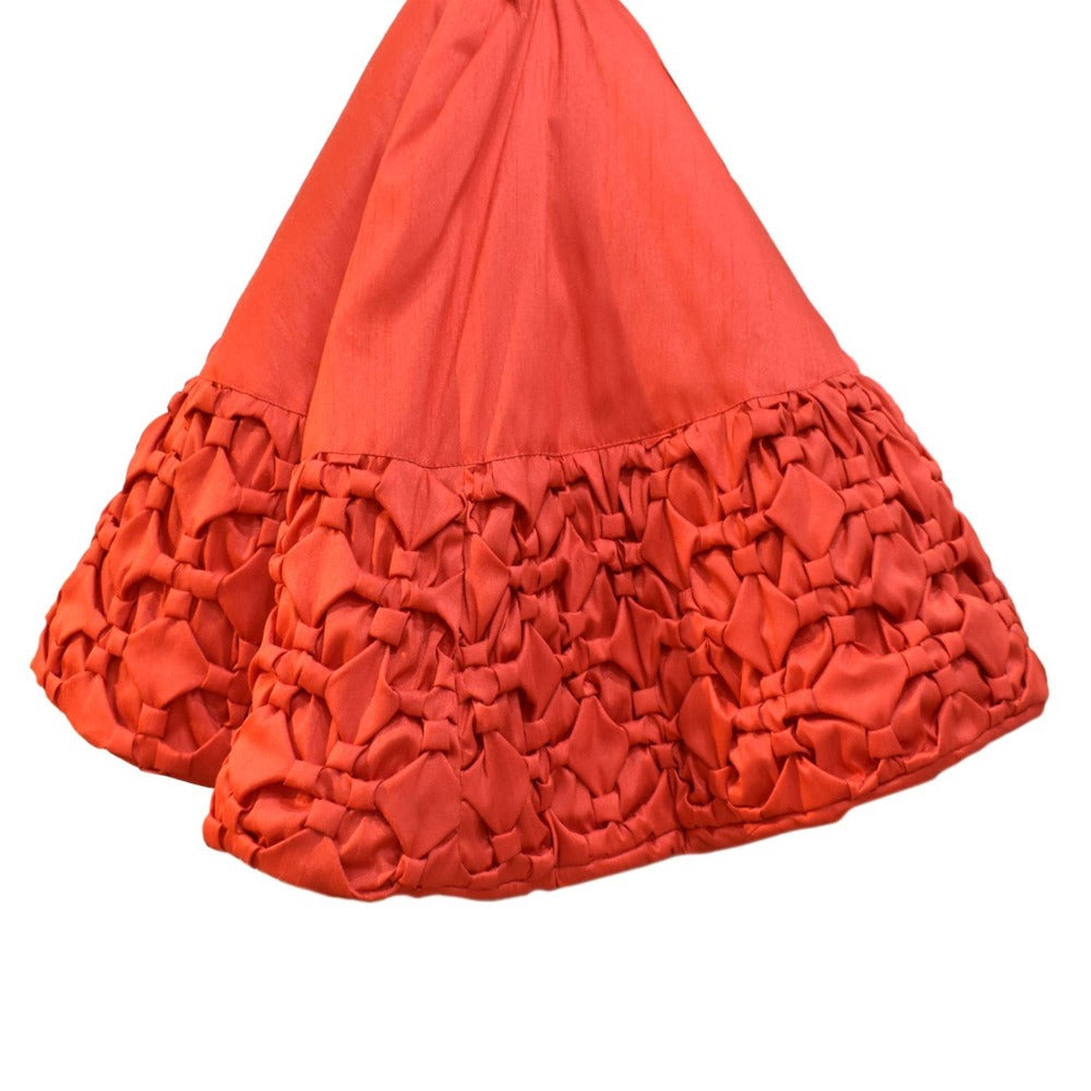 Red Dupioni Tufted Border Tree Skirt
