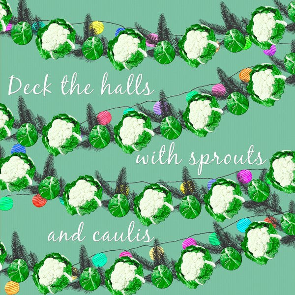  Sally Scaffardi Design "Deck the Halls with Sprouts and Caulis" Christmas Greeting Card