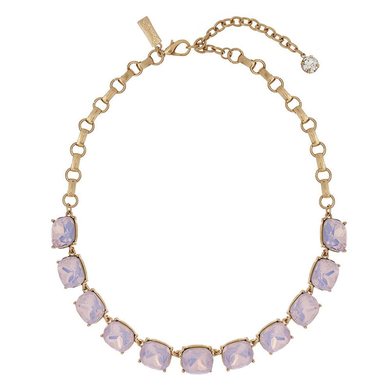Lovett & Co. Cushion Cut Stone Necklace Pink