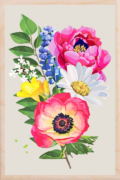 Floral Wooden Postcard