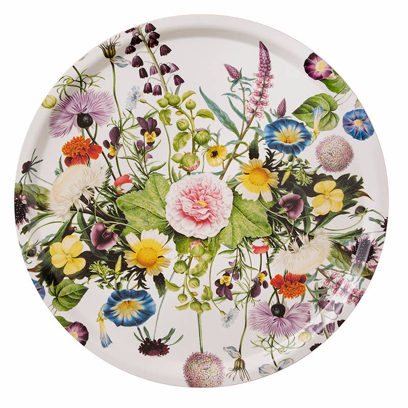 Flower Garden Round Serving Tray | Putti Fine Furnishings Canada