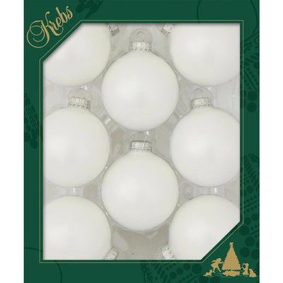 White Satin Glass Ball Ornaments - Set of 8 | Putti Christmas Celebrations