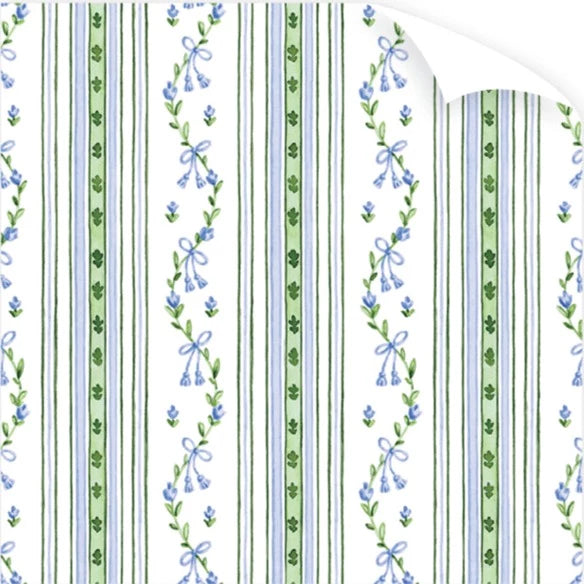 Dogwood Hill Broderie Blue Wrapping Paper Roll | Putti Fine Furnishings 