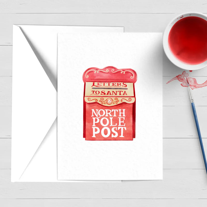 Letters to Santa North Pole Watercolor Christmas Card