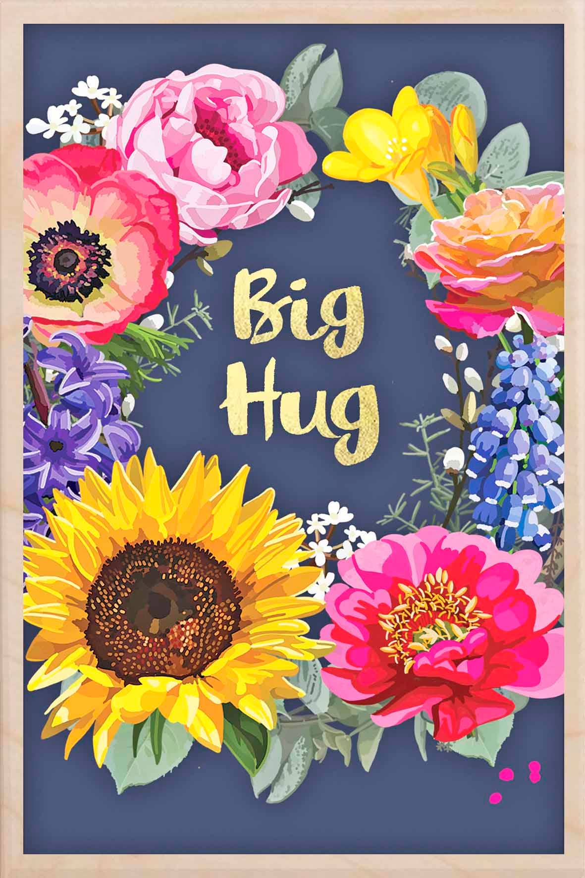 Big Hug Floral Wooden Postcard
