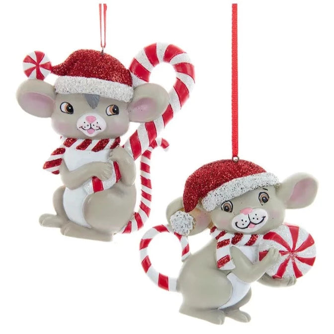 Kurt Adler Peppermint Mouse Resin Ornaments  | Putti Christmas Canada 
