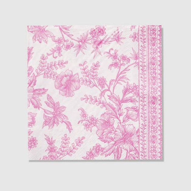 Pink and White French Toile Cocktail Napkins
