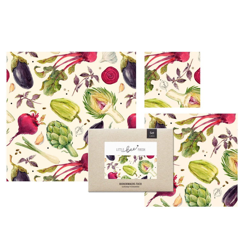 Organic Beeswax Cloth Starter Set - Vegetables