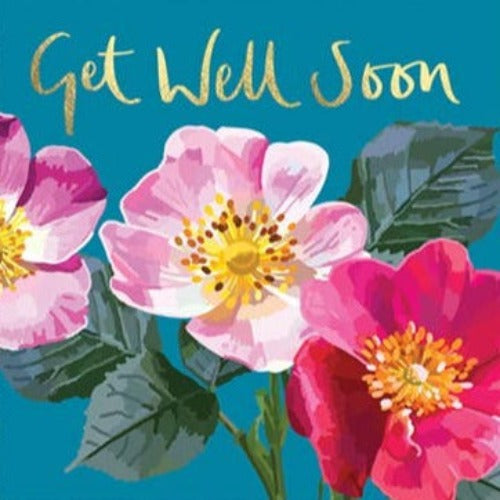 Get Well Soon - Wild Roses Foiled Greeting Card