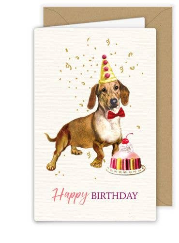 "Happy Birthday" Dog in Party Hat Greeting Card