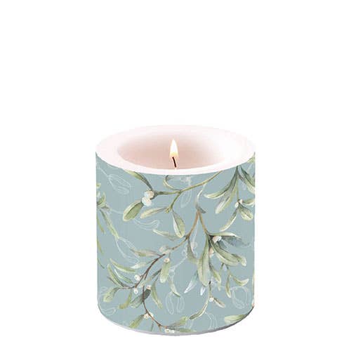 Mistletoe All Over Green Candle - Small