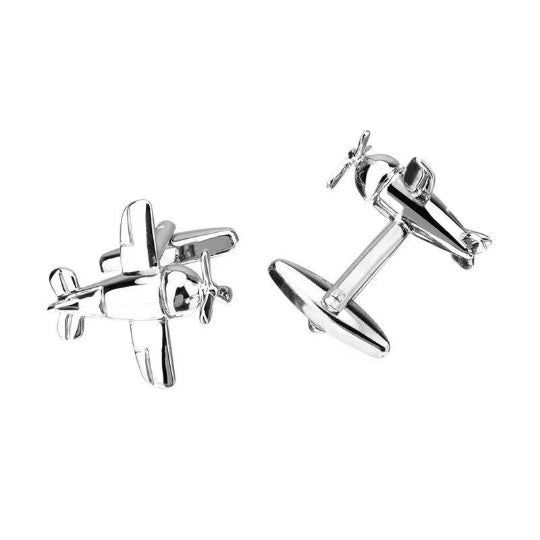 Glen Ogal Airplane Silver Cufflinks  | Putti Fine Fashions Canada 
