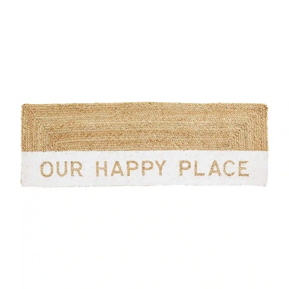 Mud Pie "Our Happy Place" Braided Jute Mat | Putti Fine Furnishings 
