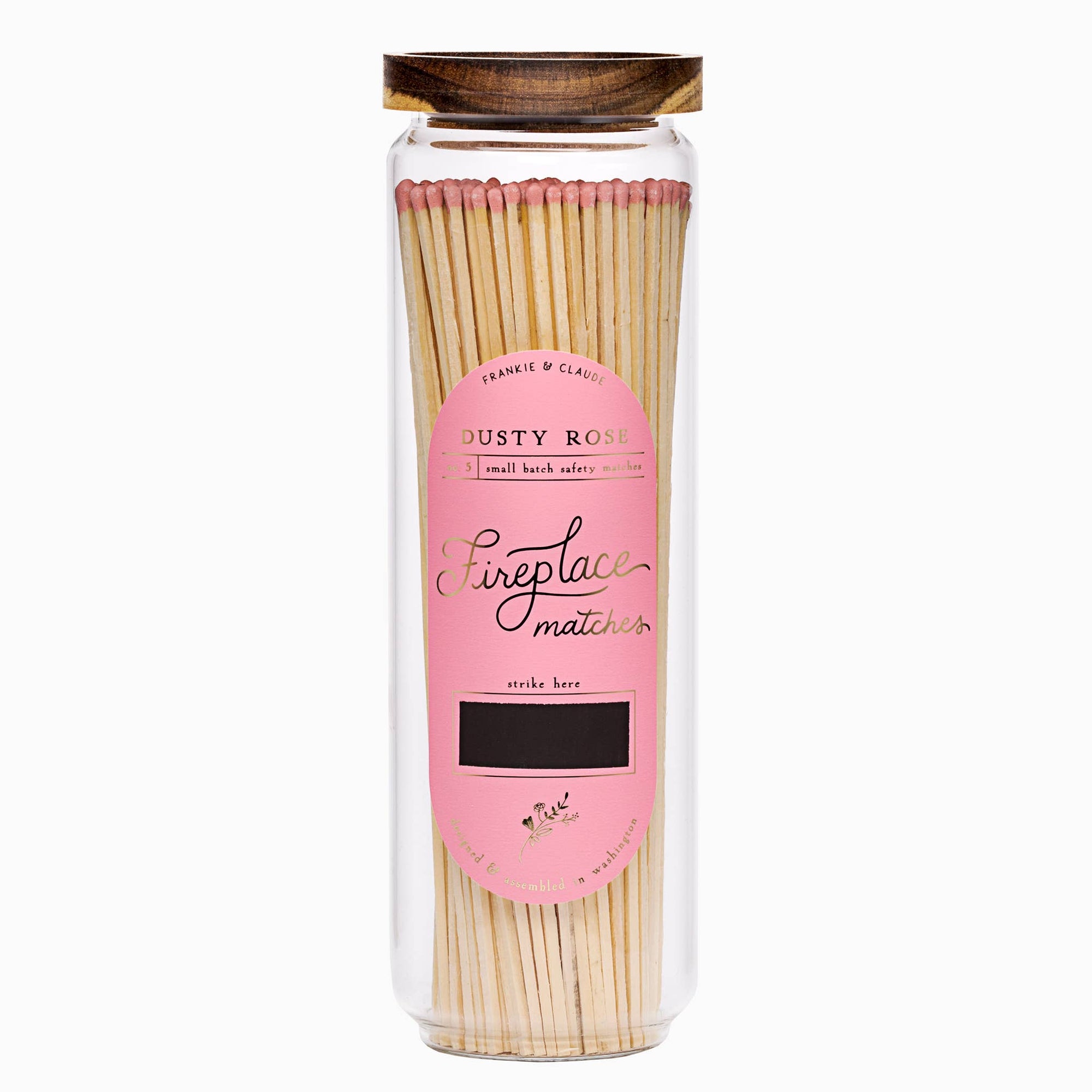 Fancy Matches Dusty Rose Pink Fireplace Match Jar