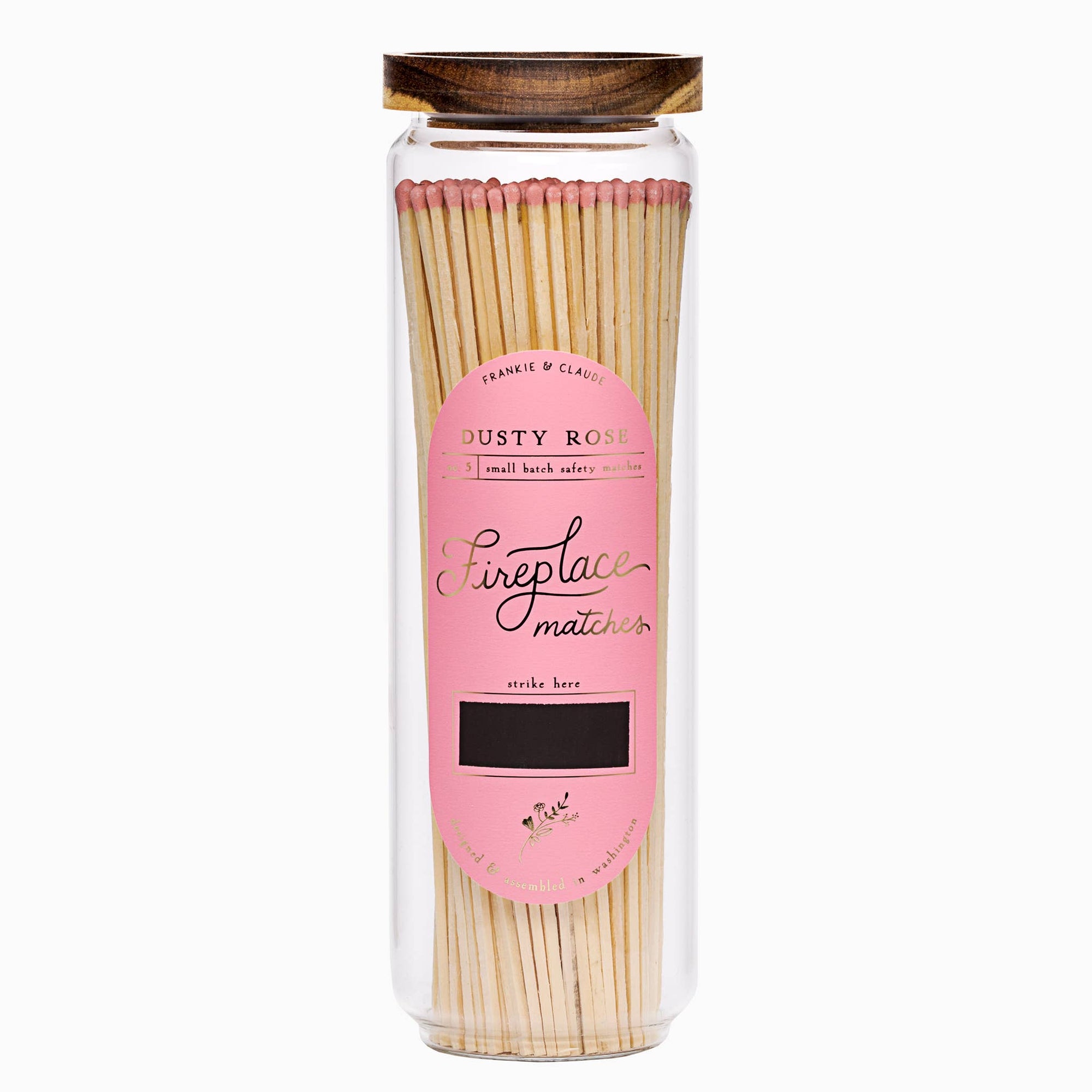 Fancy Matches Dusty Rose Pink Fireplace Match Jar