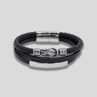 Black Genuine Leather Bracelet  Putti Fine Fashions Canada - Putti Fine  Furnishings