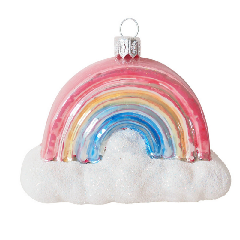 Rainbow with Clouds Glasss Ornament | Putti Christmas Canada