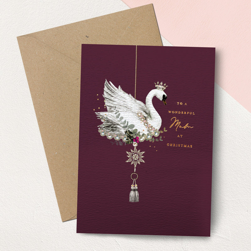 Stephanie Davies "Mum at Christmas" Swan Christmas Card | Putti Christmas 