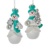 Kurt Adler Silver and Turquoise Snowman Ornament | Putti Christmas Canada