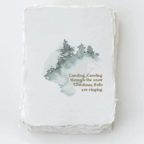Handmade Paper "Caroling" Christmas Holiday Greeting Card Box Set | Putti
