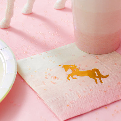 "We Heart Unicorns" Napkins - Small -  Party Decorations - Talking Tables - Putti Fine Furnishings Toronto Canada - 4